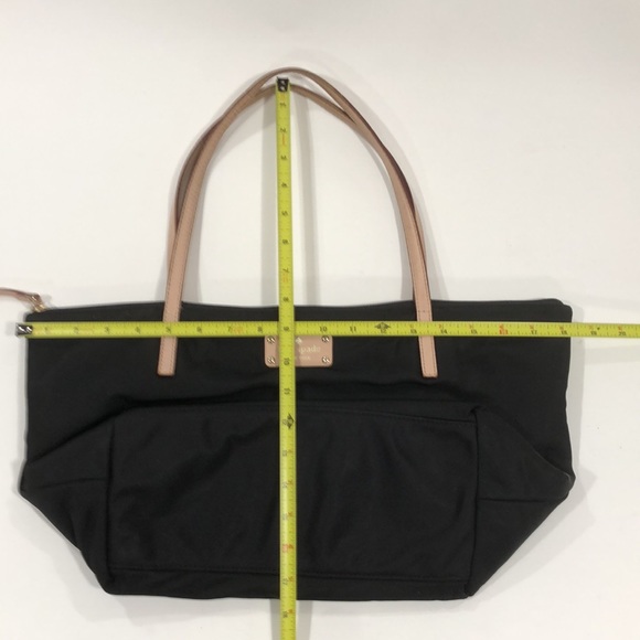 Kate Spade black nylon tote bag with pink/beige leather trim and polkadot inside - Picture 11 of 11